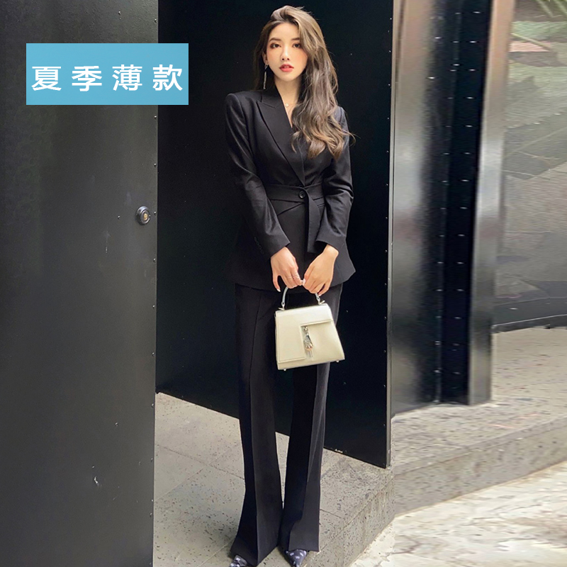 黑色小西装套装夏天高端职业正装女薄款高级时尚减龄显瘦气质新款