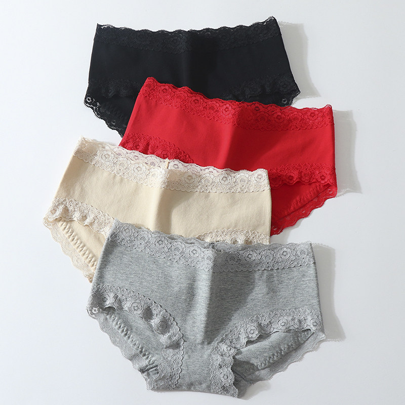 内裤女士中腰简约无痕女士三角短裤透气柔软大码包臀蕾丝日系舒适,女士内衣/男士内衣/家居服,女三角裤,淘宝优惠券,粉丝福利购,淘宝优惠卷