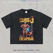 NOTSEXX「古典六冠王克里斯」做旧直喷260gboxy短宽t恤美式 短袖 男