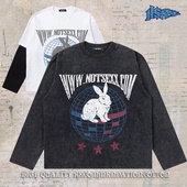 notsexx「和平兔子」进口直喷重磅纯棉短宽boxy短袖 长袖 t恤假两件