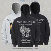 NOTSEXX「反霸凌」420g重磅毛圈棉美式 boxy短宽连帽卫衣衫 男直喷