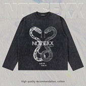 boxy短宽t恤长袖 Notsexx「双蛇共舞2」设计师数码 直喷纯棉美式 男