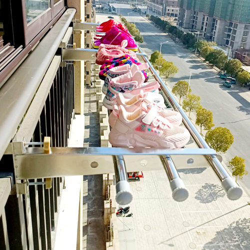 不锈钢阳台晾衣杆窗框晒衣神器