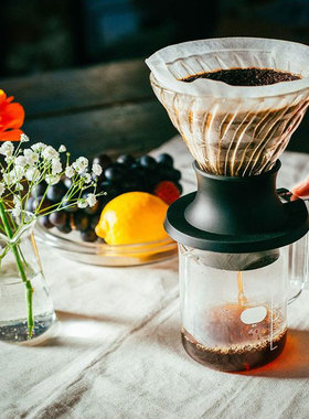 HARIO粕谷哲玻璃聪明杯v60滤杯迷你手冲咖啡分享壶滴漏咖啡杯