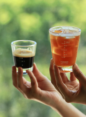 HARIO玻璃盎司杯浓缩咖啡杯 标准量杯带刻度大号无刻度咖啡杯SGS