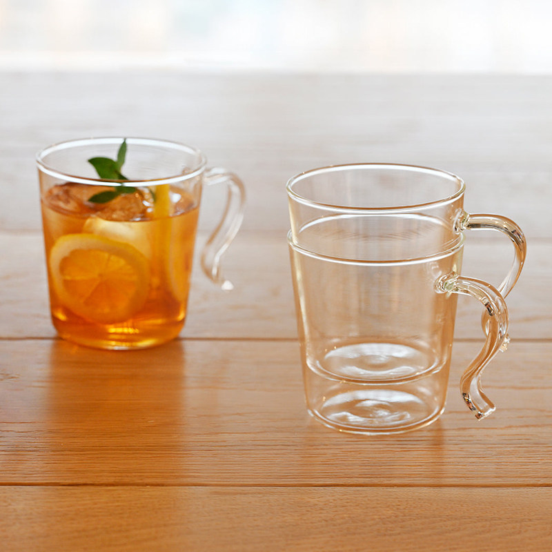 HARIO日本耐热玻璃水杯果汁茶杯咖啡杯可微波加热 2只装SRMS