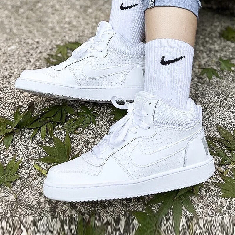 耐克女鞋Court Borough休闲鞋大童时尚百搭高帮板鞋839977-100,运动鞋new,运动休闲鞋,淘宝优惠券,粉丝福利购,淘宝优惠卷