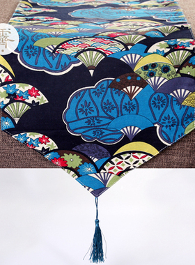 霁风家 日式典雅和风棉麻桌旗复古式茶旗家居布艺民族装饰清仓