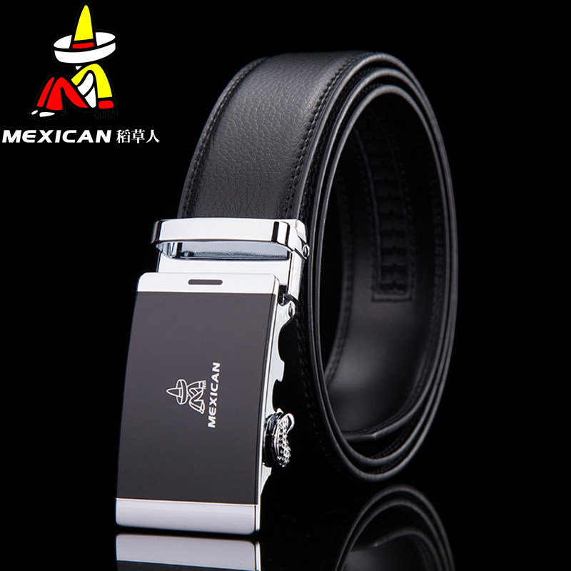 稻草人皮带男 真皮自动扣青年腰带学生裤带中年商务牛皮韩版潮