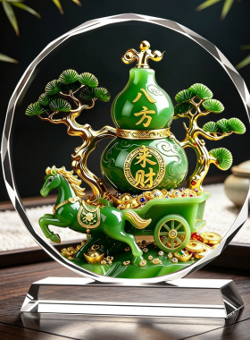 八方来财葫芦水晶摆件家居客厅玄关马到成功乔迁招财福禄进门摆台