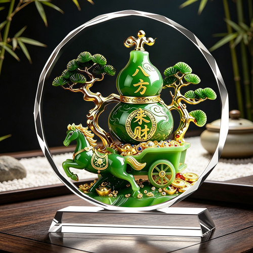 八方来财葫芦水晶摆件家居客厅玄关马到成功乔迁招财福禄进门摆台
