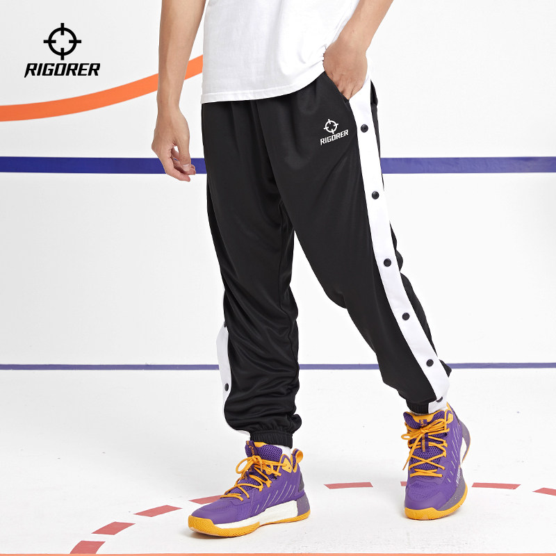 准者篮球排扣裤束脚裤训练全开扣大码运动卫裤宽松休闲长裤子男女