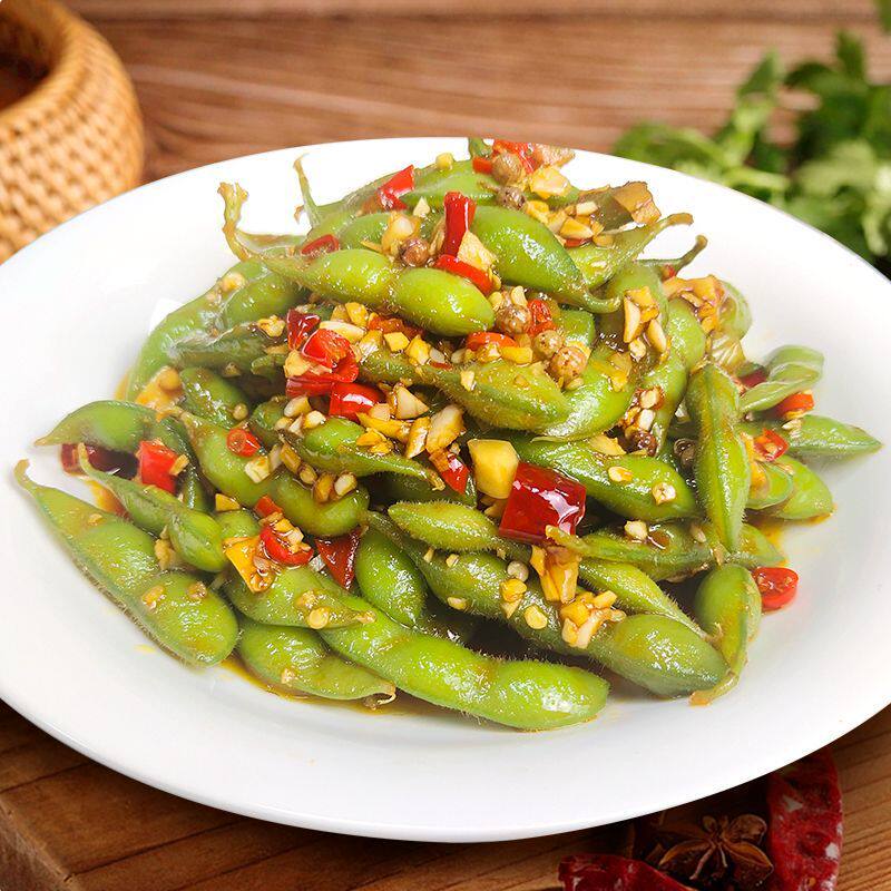 毛豆香辣豆粒拌面即食开味下饭菜KTV冷冻小吃即食商用麻辣大包