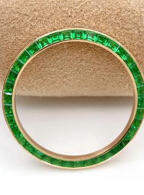 41mm日志18k金人工培育绿宝石手表圈口datejust41diamond bezels