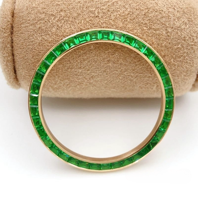 男款日志镀18k金绿宝石手表外圈口datejust41diamond bezels