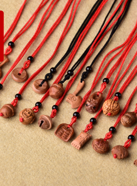 桃木铃铛虎头鞋宝宝新生儿项链