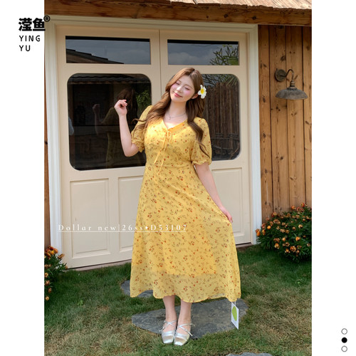多乐D53107大码碎花连衣裙夏季