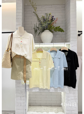 Tmi 261203大码女装POLO领针织短袖T恤夏季内搭宽松显瘦百搭上衣