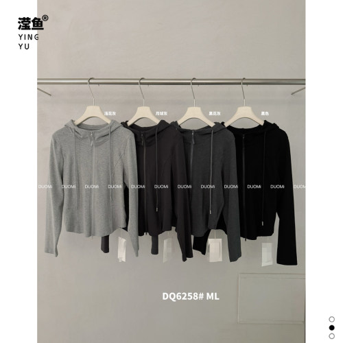 多米DQ6258大码连帽拉链卫衣女