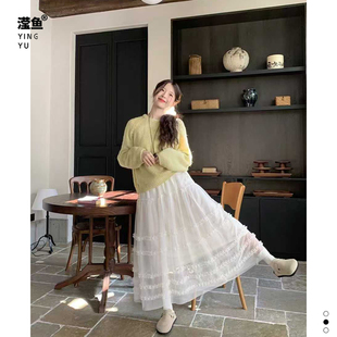 麦希 法式 温柔风网纱蛋糕裙女A字半身裙显瘦气质中长款 1911大码