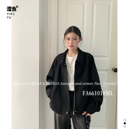 FAFAFA66101大码翻领拉链上衣女