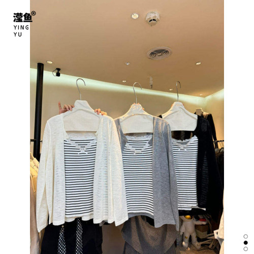 麦希1053大码吊带开衫两件套女