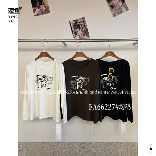 FAFAFA66227大码印花长袖T恤女