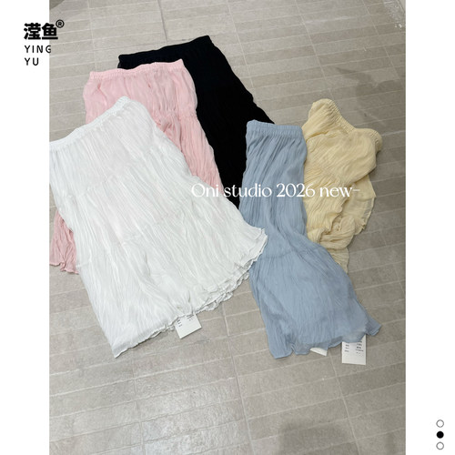 oni78102大码高腰网纱半身裙女