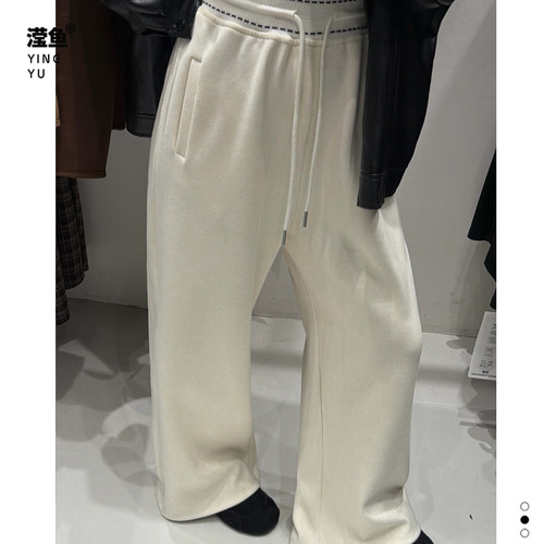 大码慵懒风抽绳阔腿裤女