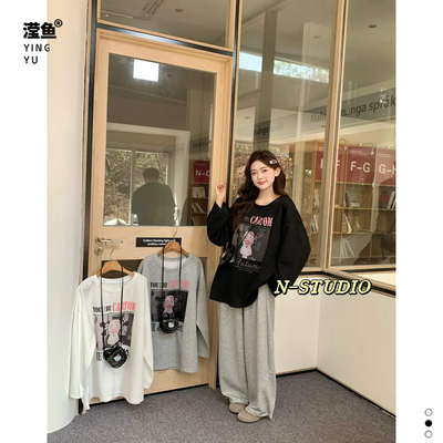 NF6338大码卡通印花卫衣女秋