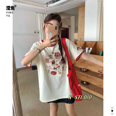NW3766大码卡通印花短袖T恤女
