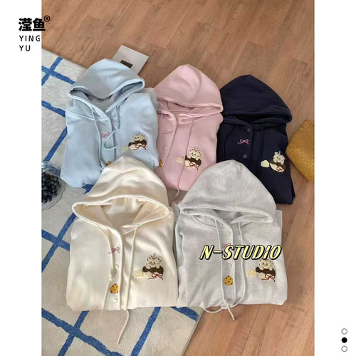 NW3757大码连帽开衫卫衣女外套