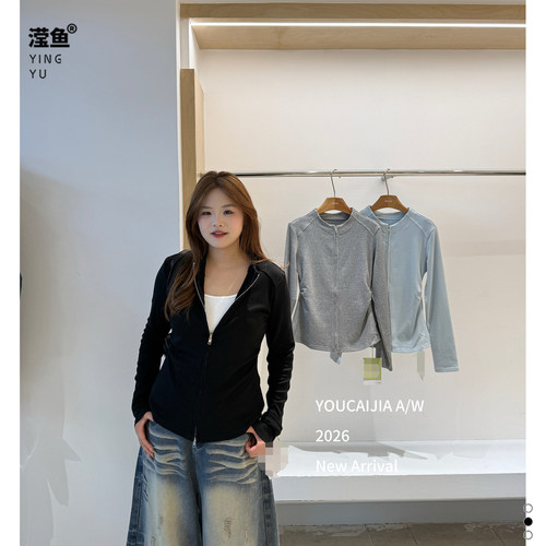 油菜YK29388大码拉链外套女秋