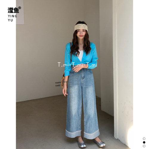 tmi26912大码高腰直筒牛仔裤女