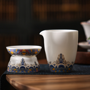 家用 陶瓷茶海公道杯泡茶茶汤过滤分茶器组合公杯汝白陶瓷单品中式