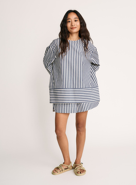 VERSELET短诗 2025夏季新品 Esme 条纹廓形背系扣上衣