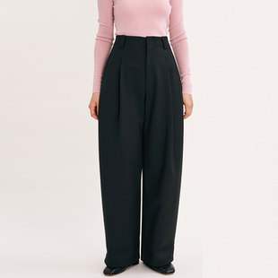 VERSELET短诗2025秋冬宽松休闲裤子Matin精纺羊毛微弹高腰长裤