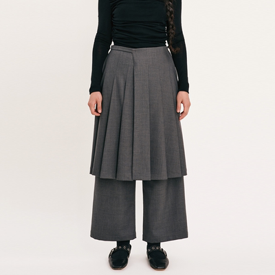 VERSELET秋冬精纺羊毛百褶裙裤