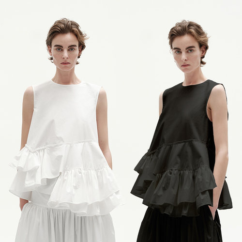 VERSELET花苞无袖上衣白色黑色