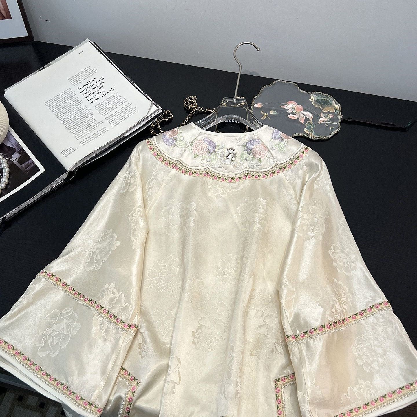 夏季新中式国风提花印花上衣女宽松显瘦休闲百搭盘扣衬衫