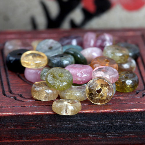 diy天然半成品碧玺水晶文玩散珠