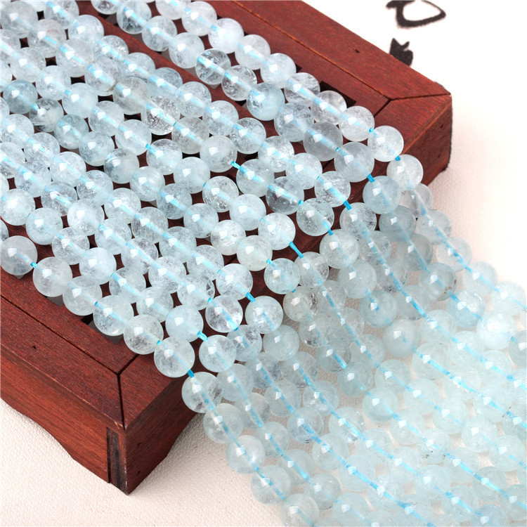 diy天然海蓝宝水晶手串多圈散珠