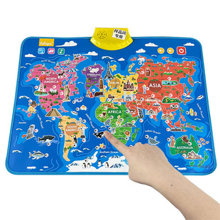 英文世界地图动物有声挂图儿童学习动物百科知识趣味考试音乐玩具