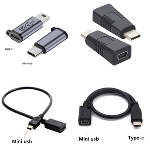 Type-c母转Mini usb数据线 T口公头手机相机连接Typec延长充电线