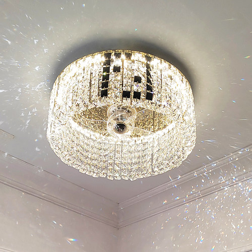 意式水晶灯风扇灯不锈钢