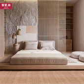 定制全实木阳台地台悬空一体床红橡木高箱榻榻米卧室悬浮灯带地台