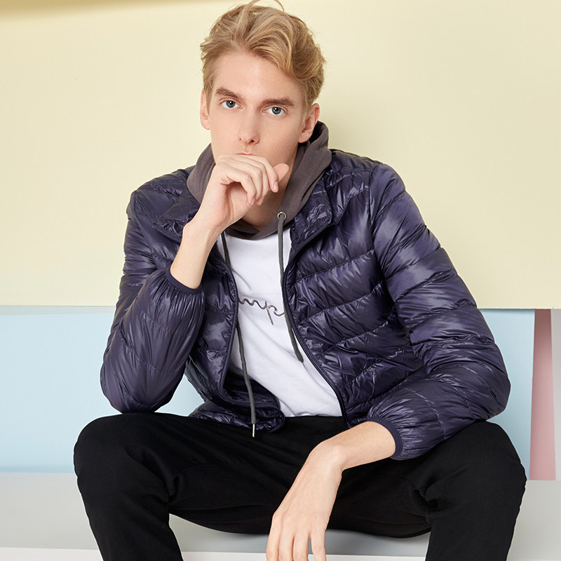 文华羽绒2025新款男装轻薄羽绒服短款韩版立领修身保暖外套潮