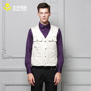 文华羽绒2025新款羽绒服背心男短款加肥加大时尚导演马甲男潮品