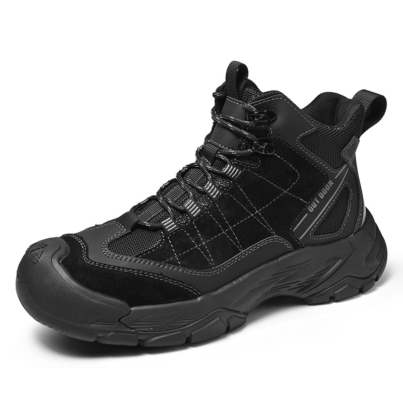 出口欧美大码男高端真皮中帮户外登山鞋防滑耐磨徒步鞋旅游工装鞋