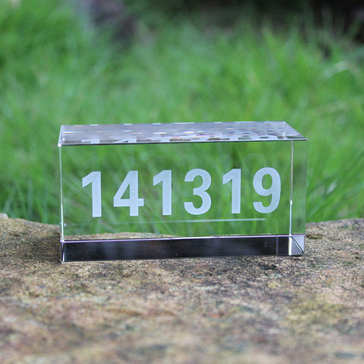 水晶内雕号码牌 水晶桌牌 任意文字内雕定制  141319数字水晶桌牌